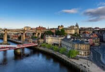 Quayside and bridges on the Tyne Newcastle England UK