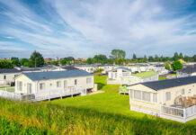 Static caravan houses in England.